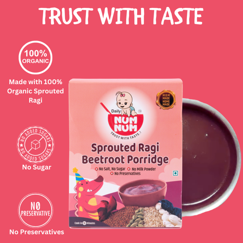 Sprouted Ragi Beetroot Porridge | 50 Gms pack | Rich in Iron & Calcium |