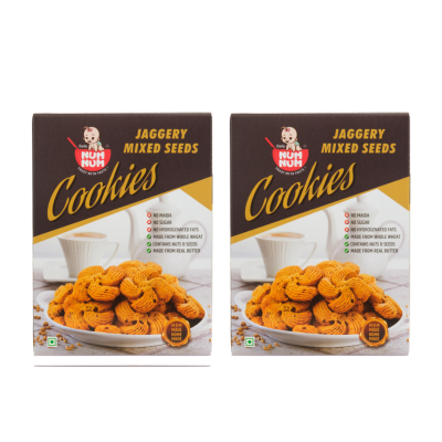 Jaggery Mixed Seeds Cookies | Flax Seeds, Chia Seeds, Sunflower & Pumpkin Seeds,  Whole Wheat | 150 Gms*2 | 300 GMs