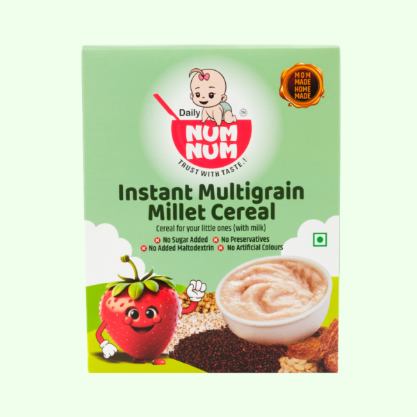 Instant Multigrain Millet Cereal with Strawberry | No Salt, No Sugar Whole Grains Cereals | Healthy Baby food | 50 Gms