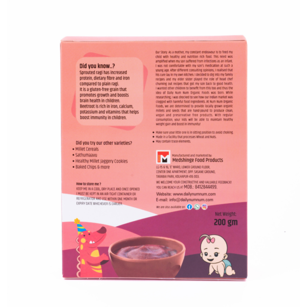 Sprouted Ragi Beetroot Porridge | 50 Gms pack | Rich in Iron & Calcium - Image 2