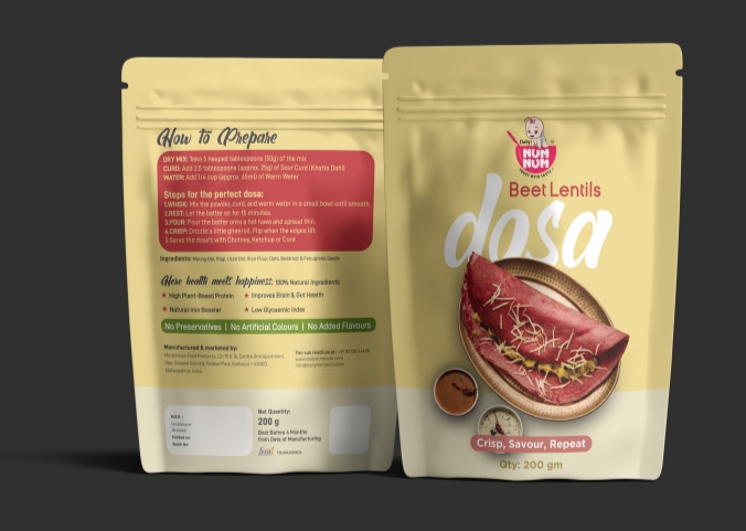 Beet Lentils Dosa | Moong dal, Urad dal, Ragi, Rice | 200 gms