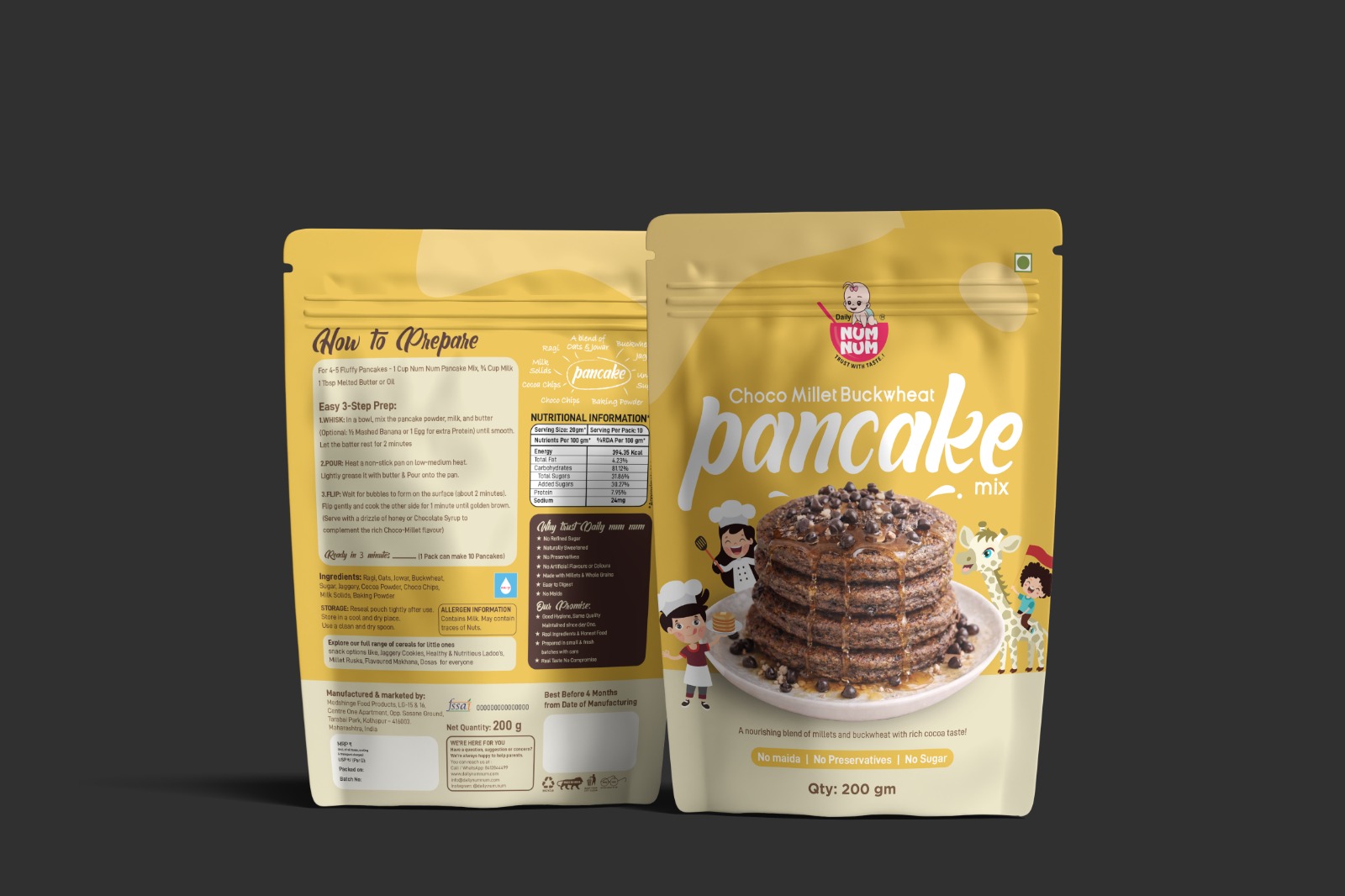 Choco Millet Buckwheat Pancake | Ragi, Oats, Jowar Buckwheat,Dates | 200 gms