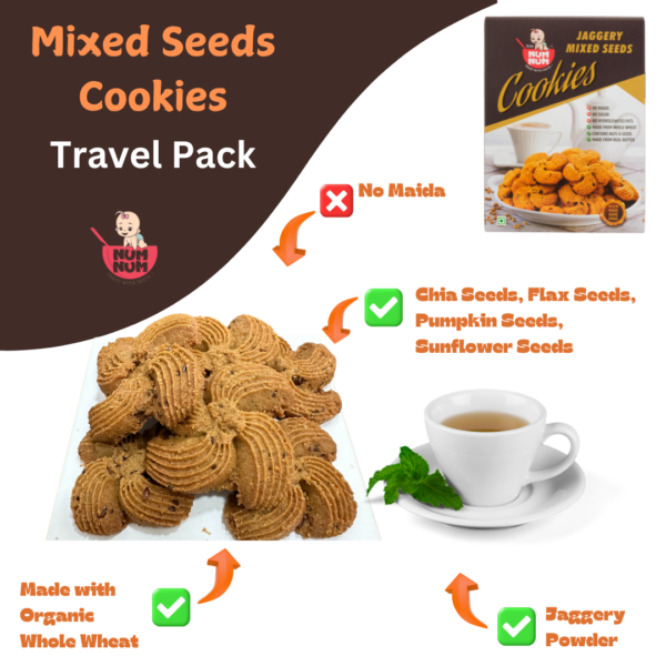 Jaggery Mixed Seeds Cookies |Flax, Chia Seeds| 150 Gms| - Image 2