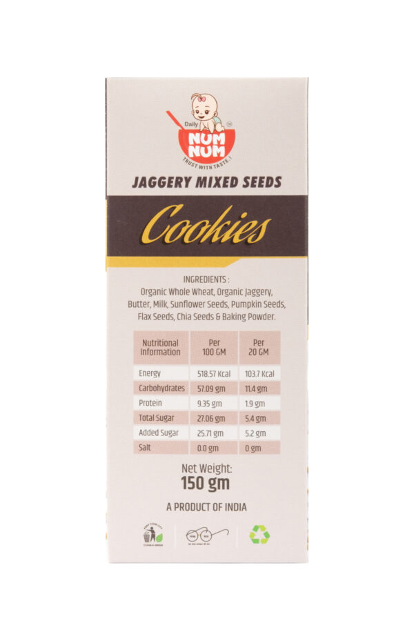 Jaggery Mixed Seeds Cookies |Flax, Chia Seeds| 150 Gms| - Image 3