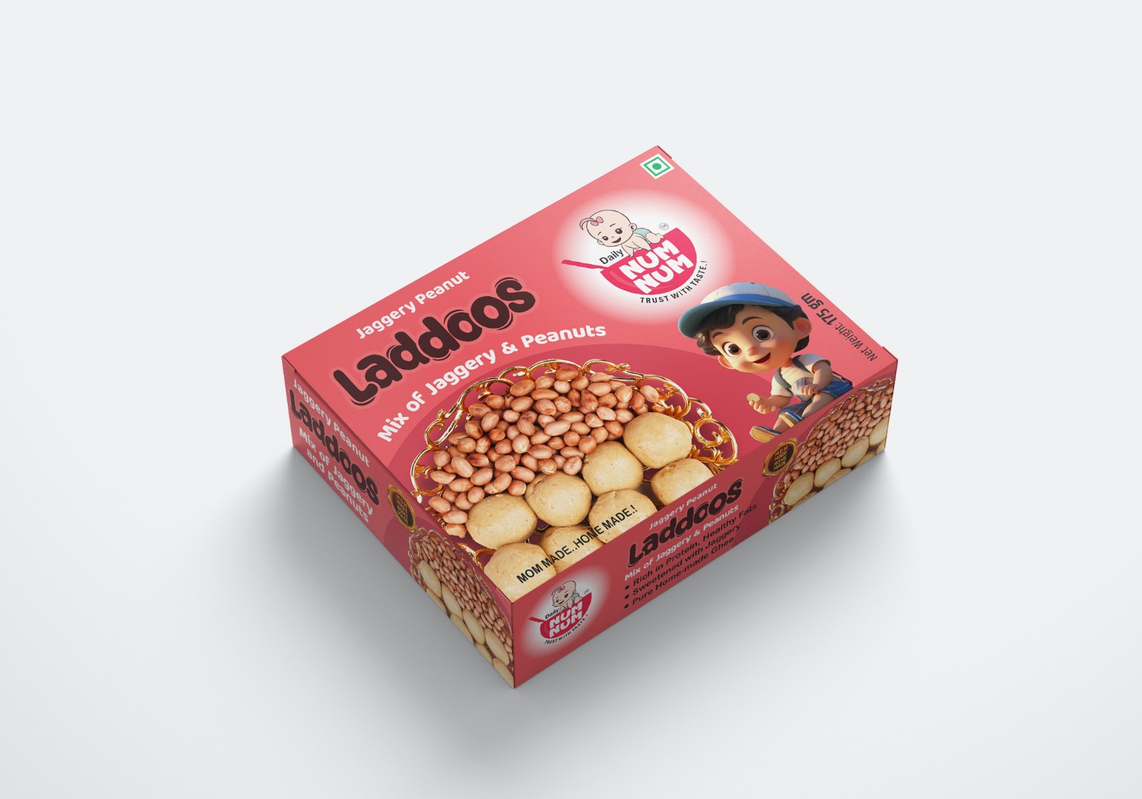 Peanut Protein Laddoos - Peanuts, Jaggery & Pure Ghee - 175 Gms