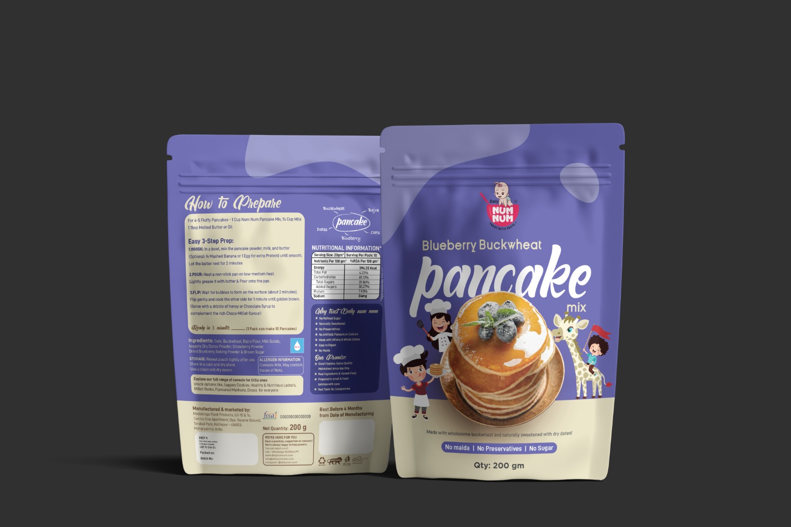 Blueberry Buckwheat Pancake | Buckwheat, Oats, Bajra, Dates | 200 gms
